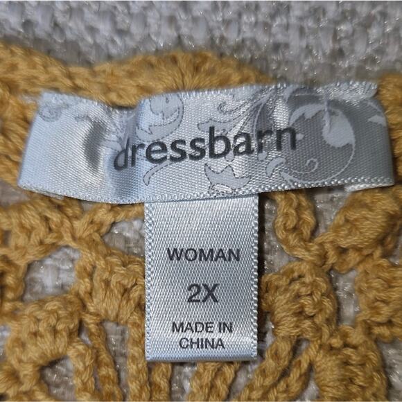 Dress Barn Mustard Yellow Crochet Scoop Neck Tunic Top Open Knit Size 2x - Picture 11 of 14